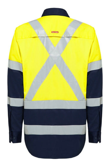 Hard Yakka Biomotion Hi-Vis X Cross Tape Safety Work Light Shirt Y04270