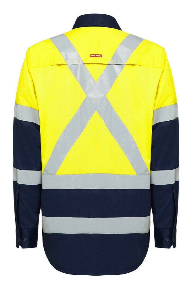 Hard Yakka Biomotion Hi-Vis X Cross Tape Safety Work Light Shirt Y04270