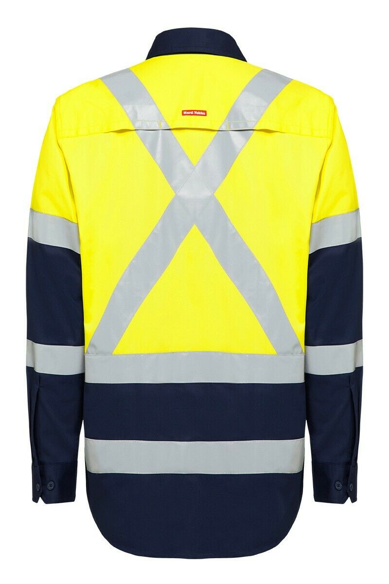 Hard Yakka Biomotion Hi-Vis X Cross Tape Safety Work Light Shirt Y04270