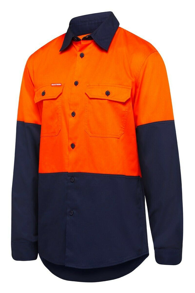 Hard Yakka Core Hi-Vis Vented Cotton Twill Work Long Sleeve Shirt Y07950