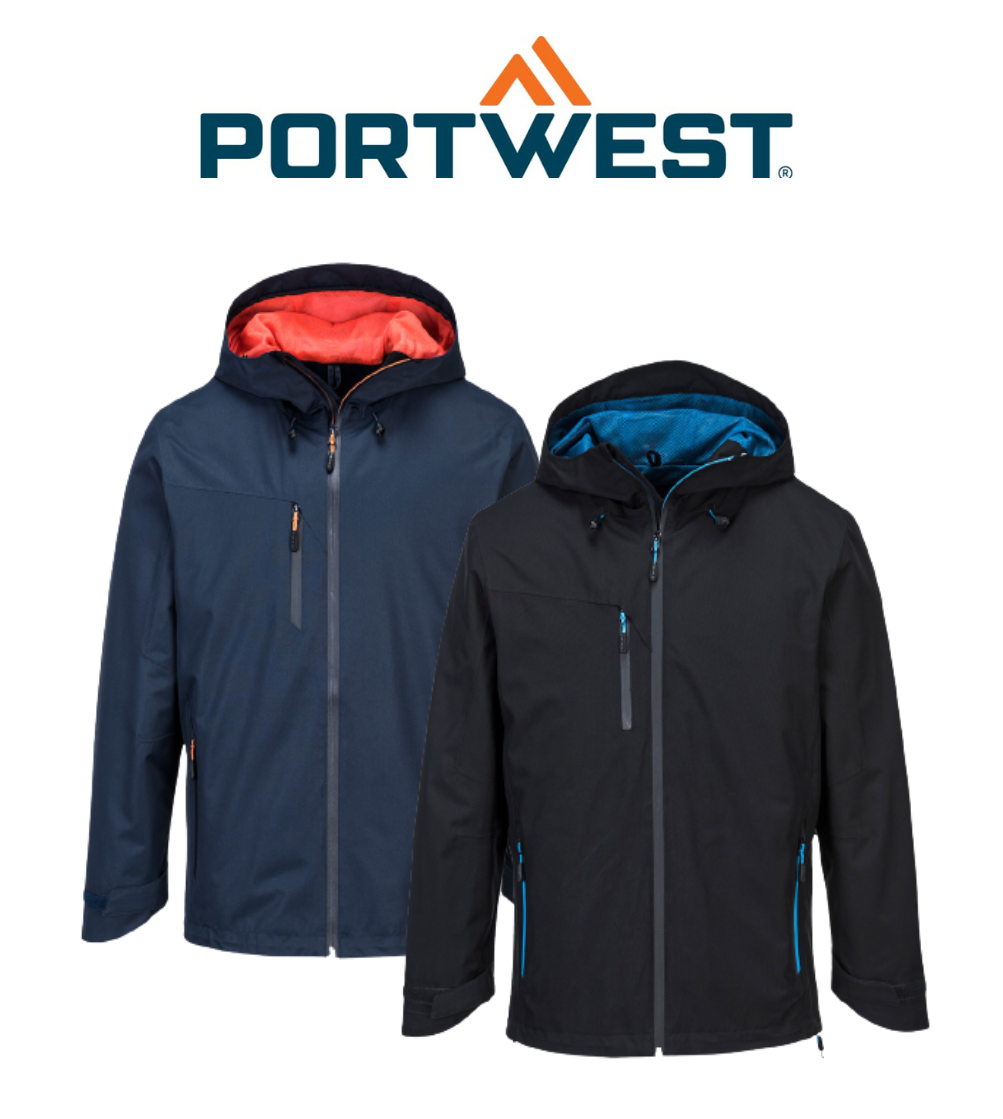 Portwest Mens X3 Shell Jacket Waterproof Hooded Full Zip Breathable Jacket S600