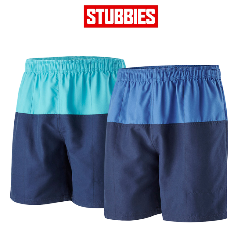 Stubbies Ruggers Mens Microfibre Spliced Shorts Boardshorts Summer Work SE317K