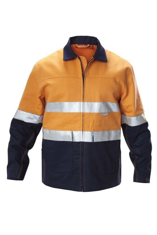 Hard Yakka Hi-Vis Tradie Cotton Work Jacket Tough Taped Comfy Warm Y06545