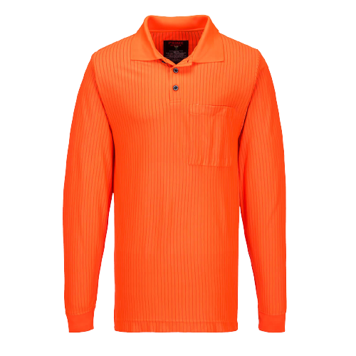 Portwest Flame Resistant Anti-Static Polo Orange Jumper Long Sleeve Shirt MF813