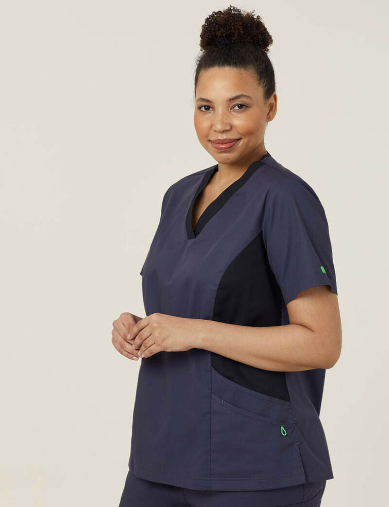 NNT Womens Nightingale V Neck Contrast Scrub Top Nurse Workwear Comfort CATULL