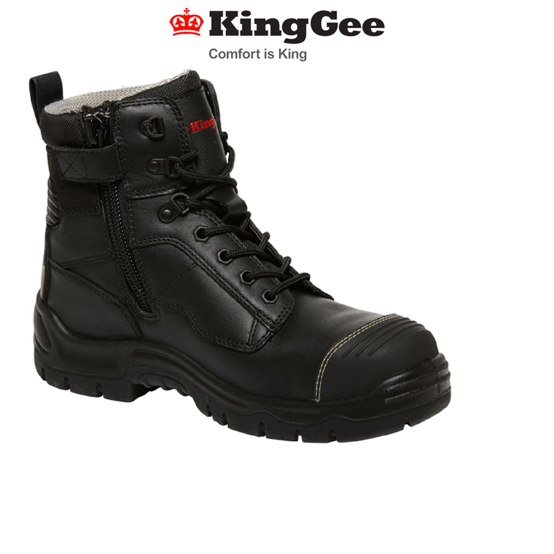 KingGee Mens Phoenix 6Z Side UP Work Safety Boots Nubuck Leather Comfy K27890