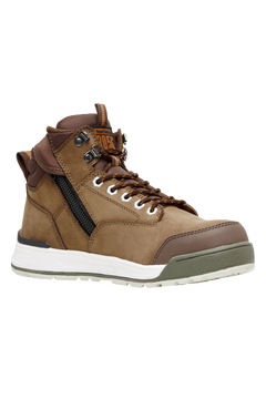 Hard Yakka Mens 3056 Lace Zip Boots Water Resistant Leather Work Safety Y60205
