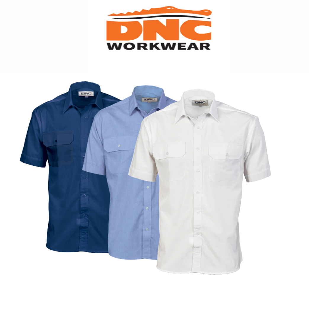 DNC Workwear Mens  Polyester Cotton Work Shirt Short Sleeve Business Casual 3211