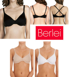 Womens Berlei Soft Touch Underwire Bra Double Layer Comfort Black White Mocha