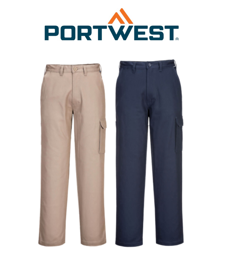 Portwest Mens Prime Mover Cargo Pant Work Cotton Drill Tough Job Pants MP700