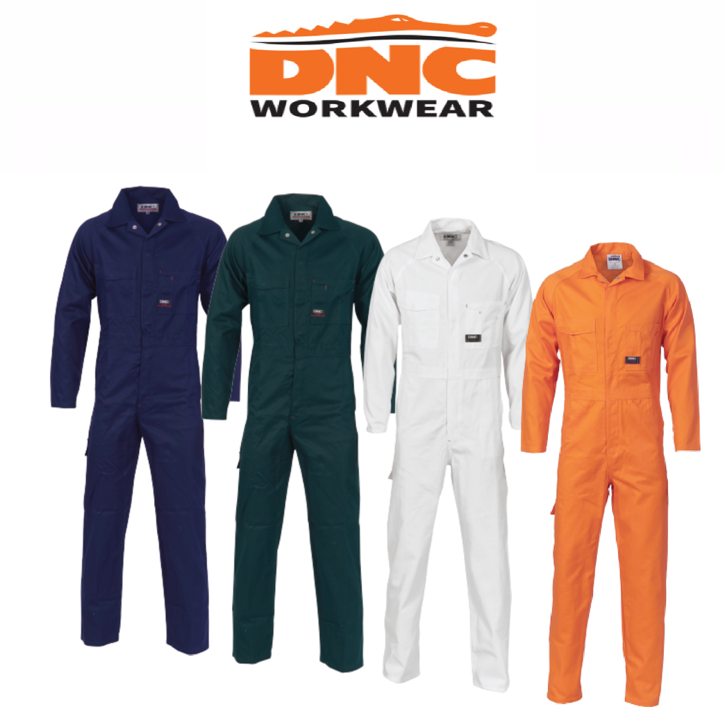 DNC Workwear Mens Cotton Drill Coverall Hi Vis Work Safety Flame Retardant 3101