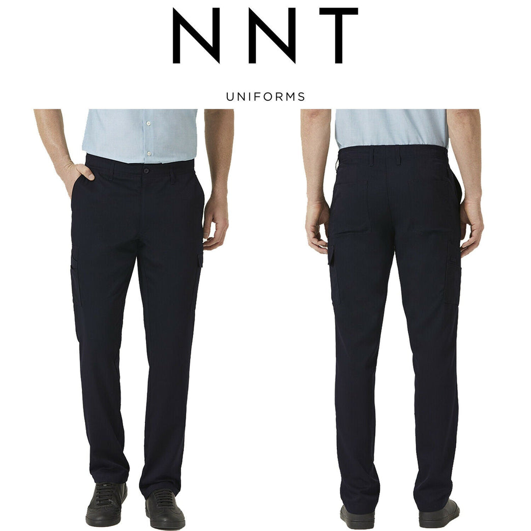 Mens NNT P/V Gaberdine Flex Waist Cargo Pants Navy Slim Leg Business Work CATCKH