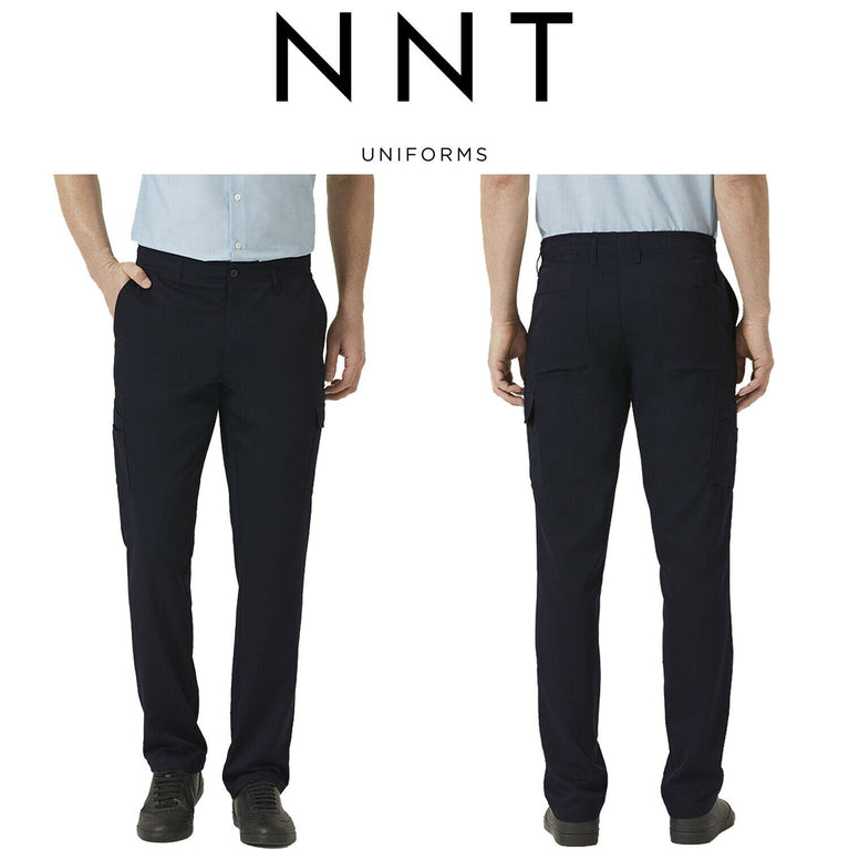 Mens NNT P/V Gaberdine Flex Waist Cargo Pants Navy Slim Leg Business Work CATCKH