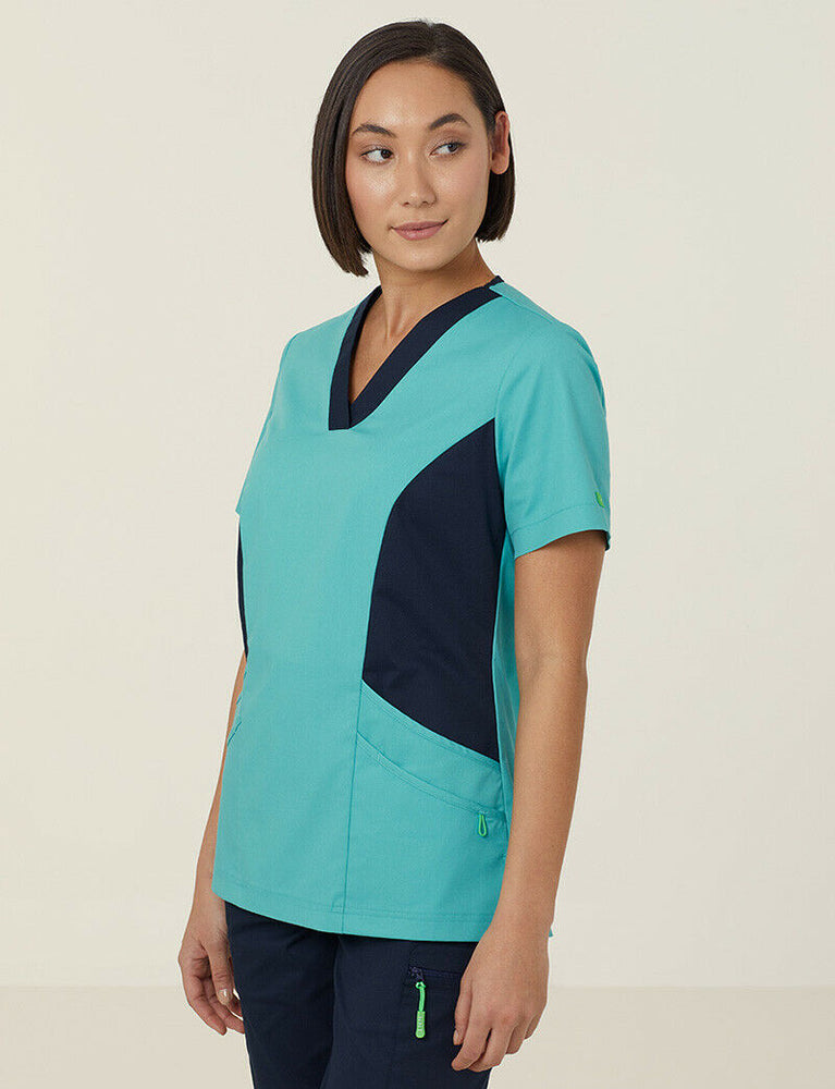 NNT Womens Nightingale V Neck Contrast Scrub Top Nurse Workwear Comfort CATULL