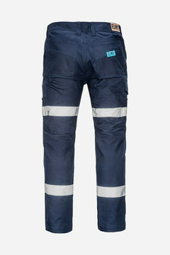 Mens Elwood Work Road Pants Stretch Canvas Phone Pocket Taped Safety Slim EWD106