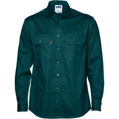 DNC Workwear Mens Cotton Drill Work Shirt Long Sleeve Flame Retardant 3202