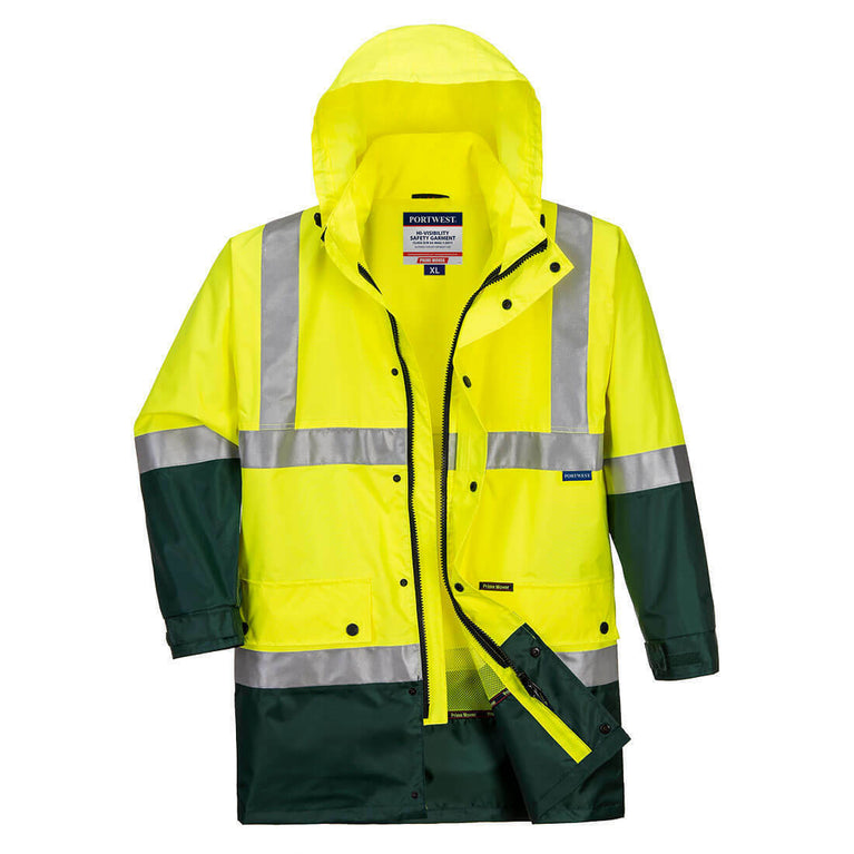 Portwest Mens Eyre Jacket Hi-Vis Day Or Night Lightweight Waterproof Work MJ306