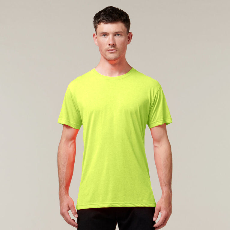 Hard Yakka Mens 3056 Short Sleeve Neon Comfortable High Visibility Work Y19575