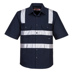 Portwest Brisbane Shirt, Short Sleeve, Regular Weight Reflective Work MS909