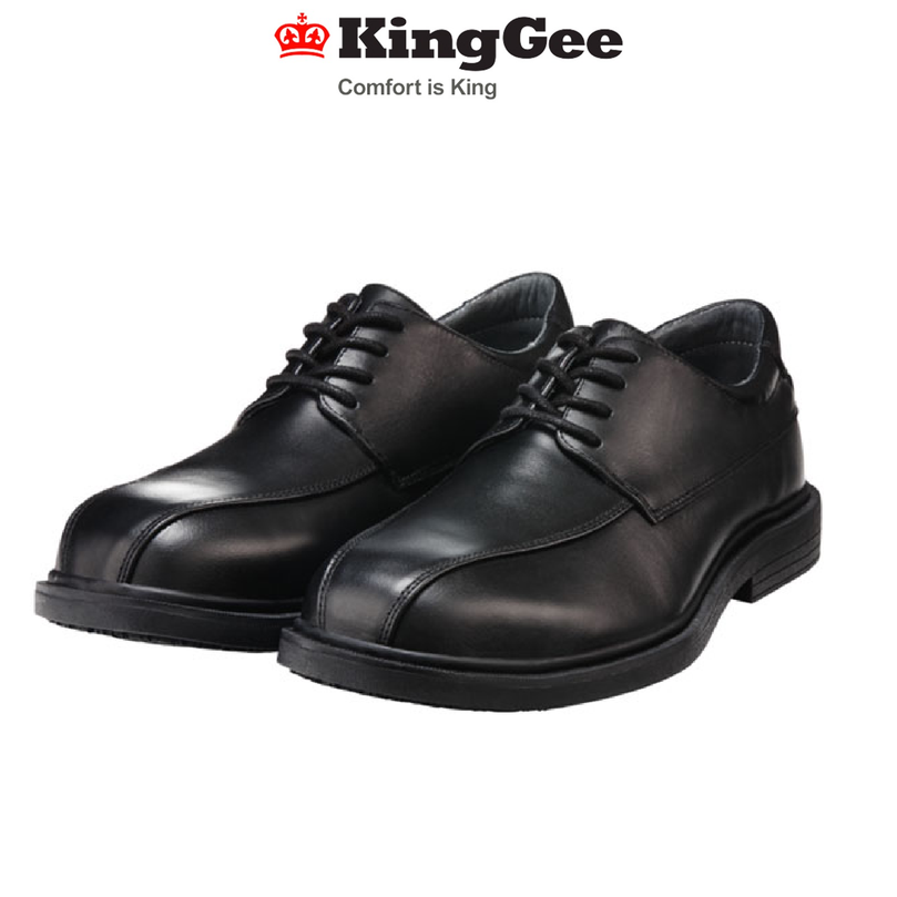 KingGee Mens Parkes Safety Lace-Up Shoes Polished Leather Business Work K26560