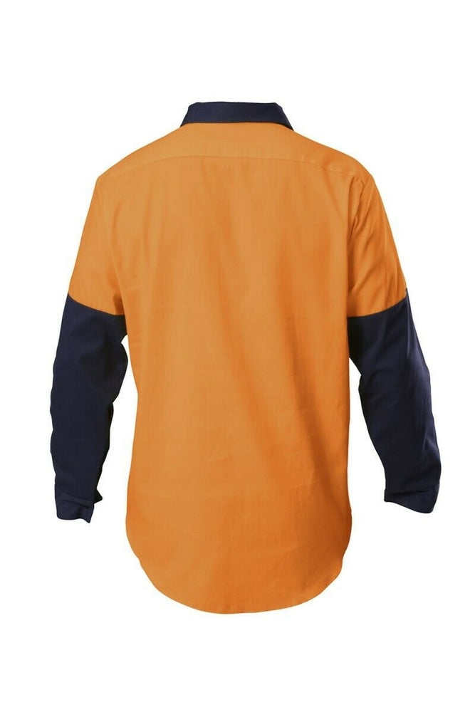 Hard Yakka Shirt Hi-Vis Closed Gusset Long Sleeve Work Safety Cotton Y07984