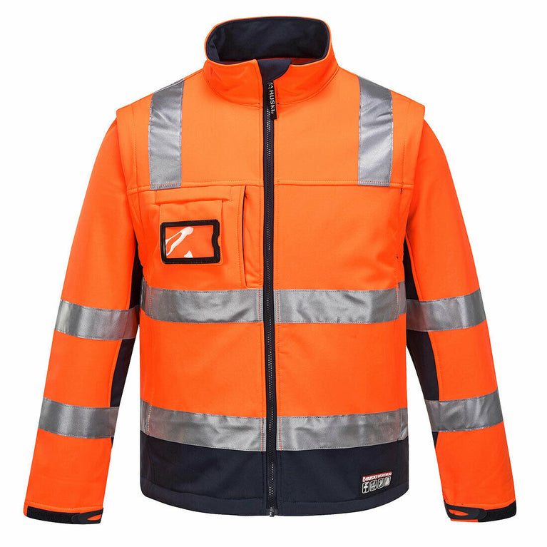 Portwest Mens Huski Chassis Jacket Softshell 2 in 1 Reflective Safety Tape K8074