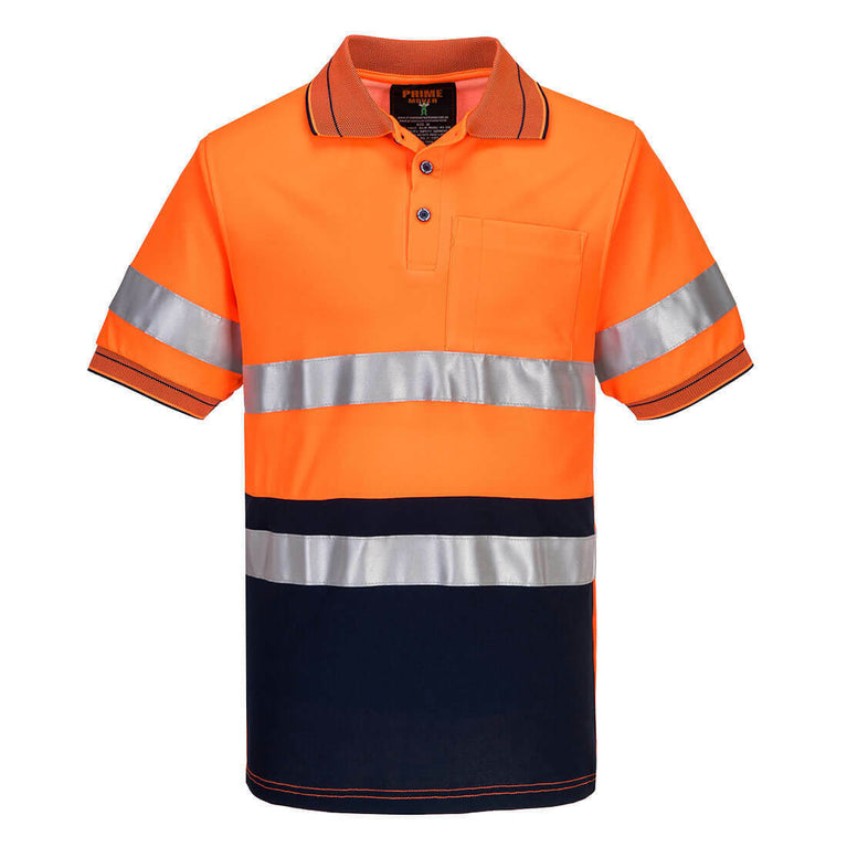 Portwest Mens Prime Mover Short Sleeve Cotton Comfort Polo Taped Hi-Vis MP310