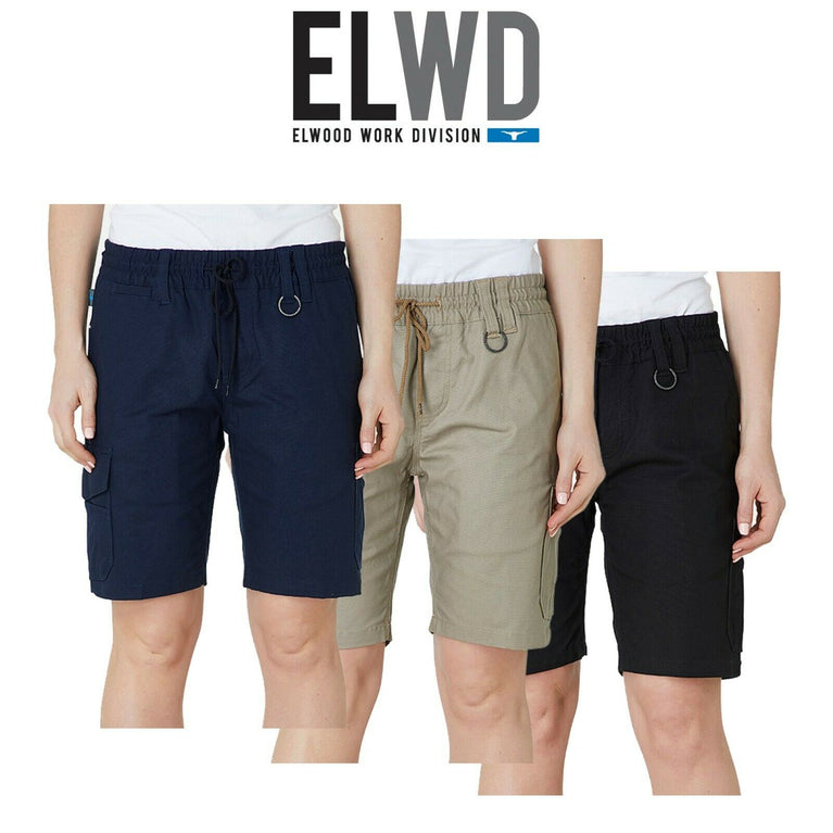 Womens Elwood Elastic Utility Shorts Cargo Phone Pocket Work Tough Comfy EWD602