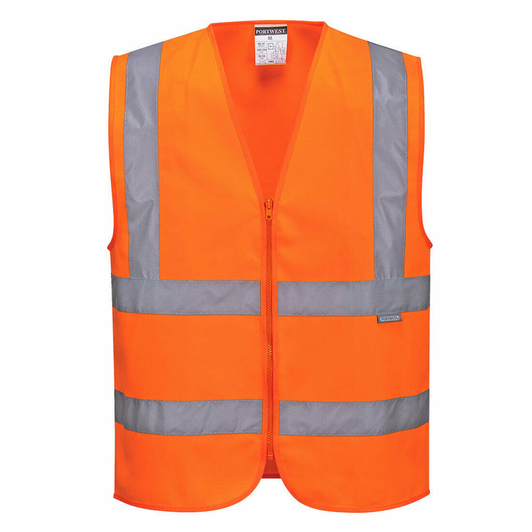 Portwest Mens Hi-Vis Zipped Band & Brace Vest Lightweight Taped Safety Work C375