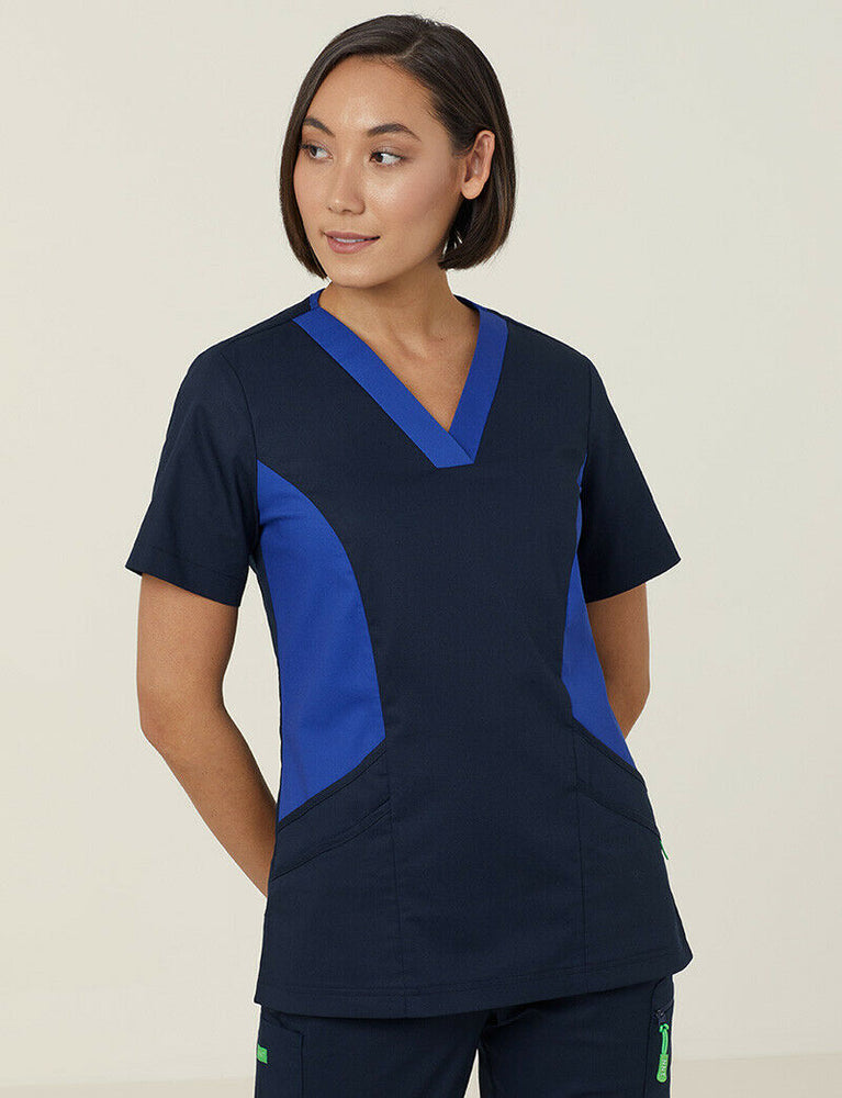 NNT Womens Nightingale V Neck Contrast Scrub Top Nurse Workwear Comfort CATULL