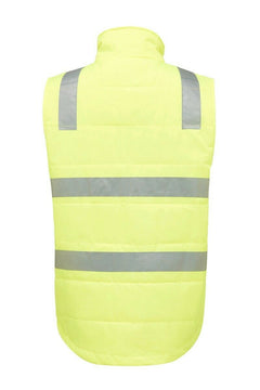 Mens Hard Yakka Hi Vis Puffer Vest Taped Safety Work Quilted Warm Winter Y19510