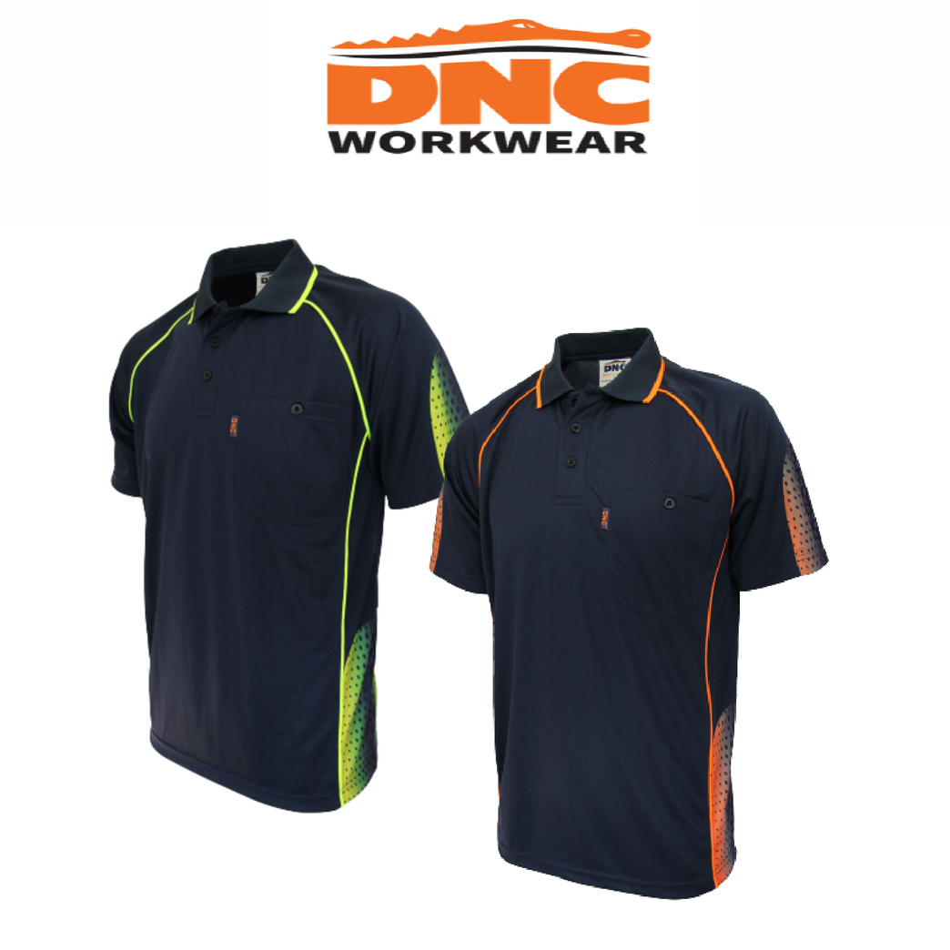 DNC Workwear Mens Hi-Vis GALAXY Sublimated Polo Work Shirt Short Sleeve 5218