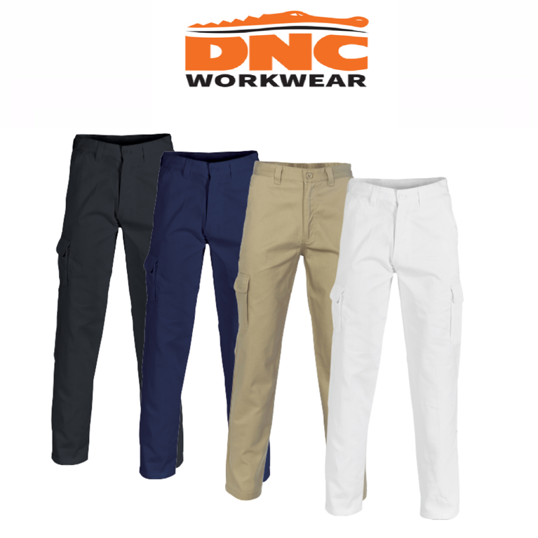 DNC Workwear Mens Cotton Drill Cargo Pants Flame Retardant Tough Pant Work 3312