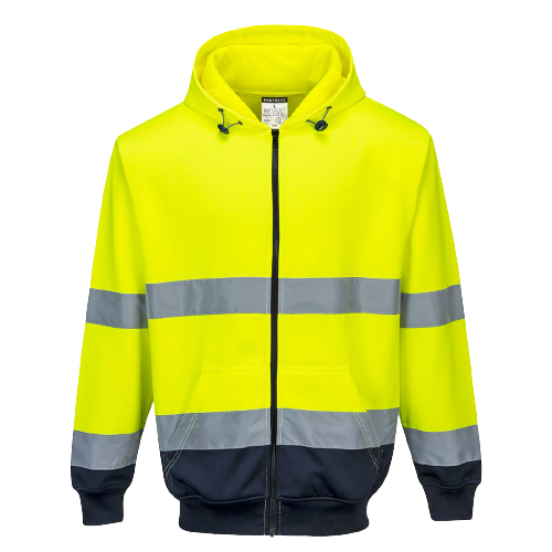 Portwest Two-Tone Zip Front Hoodie Warmth Reflective Tape Work Safety B317