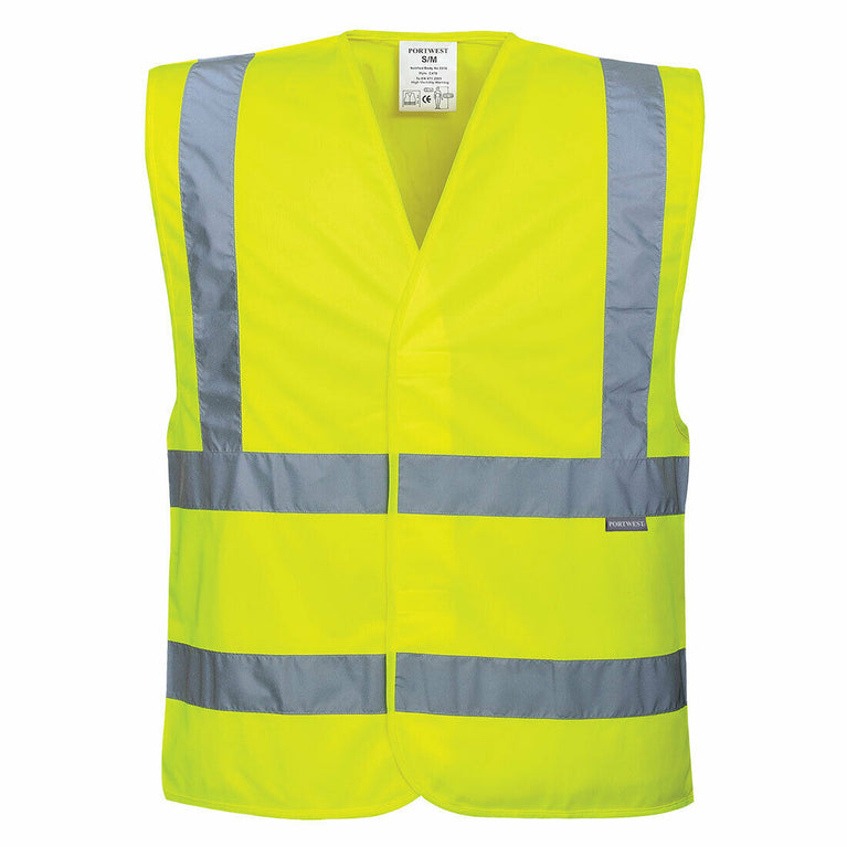 Portwest Mens Hi-Vis Two Band & Brace Vest Reflective Lightweight Work C470