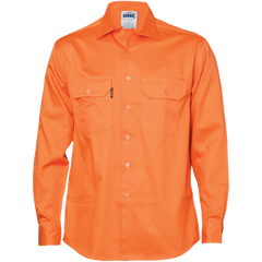 DNC Workwear Mens Cotton Drill Work Shirt Long Sleeve Flame Retardant 3202