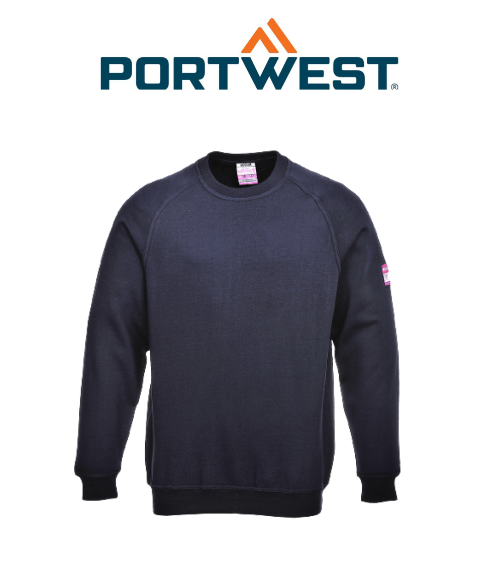 Portwest Flame Resistant Anti-Static Long Sleeve Brushed Fleece Crew Jumper FR12