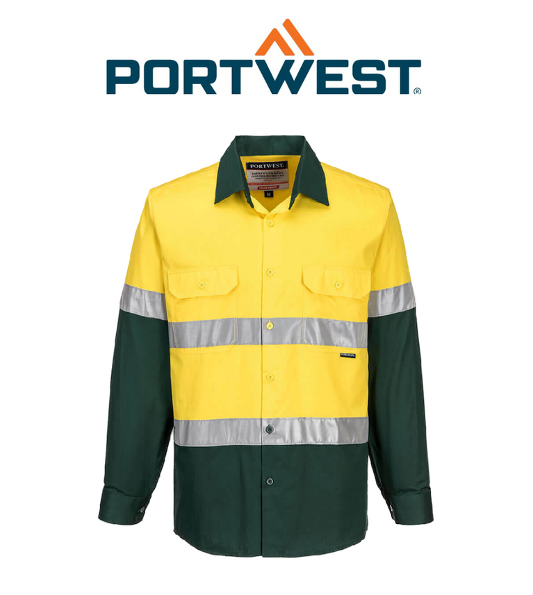 Portwest Mens Prime Mover Taped Hi-Vis Lightweight Long Sleeve Shirt Work MA801