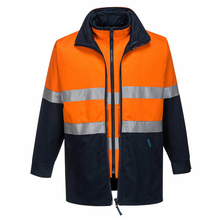 Portwest Hume 100% Cotton 4-in-1 Jacket 2 Tone Reflective Work Safety MJ777