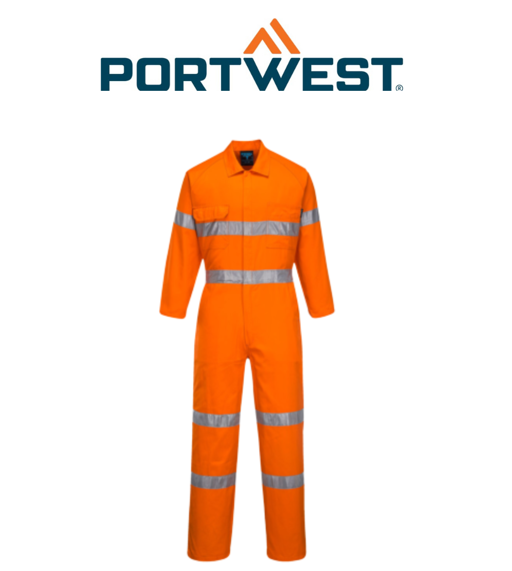 Portwest Mens Lightweight Orange Reinforced Coverall Taped Overalls Cotton MA922