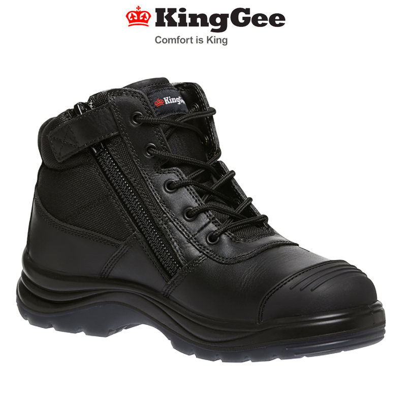 KingGee Mens Tradie Puncture Resistant Work Safety Leather Zipper Boots K27175