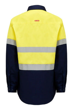 Hard Yakka Mens Core Hi-Vis Job Site Safety Tough Cotton Work Shirt Taped Y04615