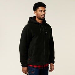 Hard Yakka Mens Solid Zoodie Winter Hoodie Sherpa Bonded Fleece Jumper Y19447