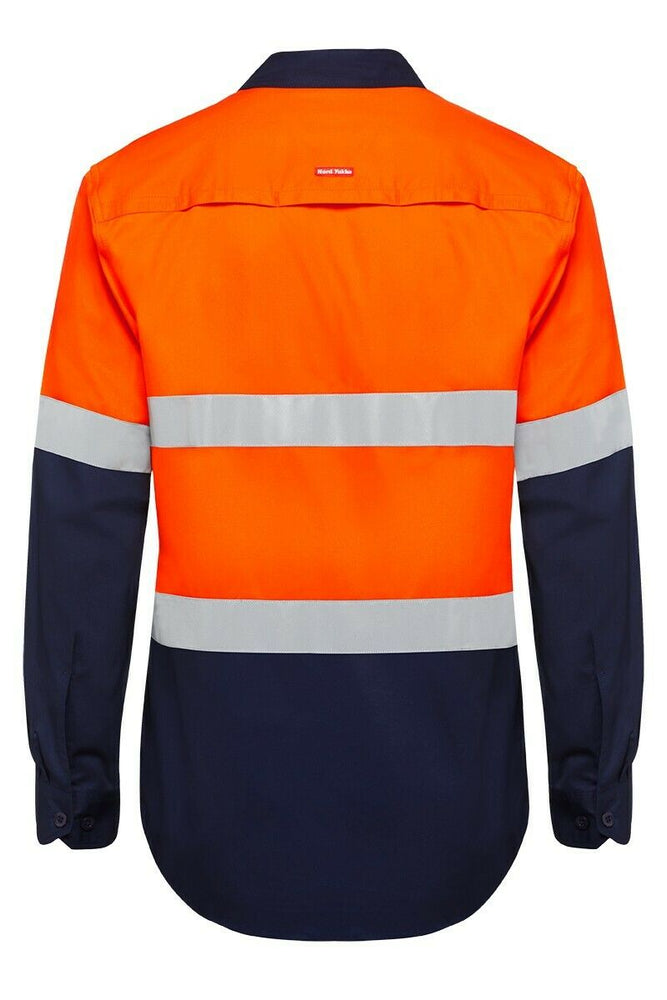 Hard Yakka Safety Hi-Vis Vented Cotton Taped Work Long Sleeve Shirt Y07940