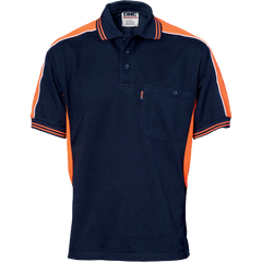 DNC Workwear Mens Polyester Cotton Panel Polo Shirt - Short Sleeve Casual 5214