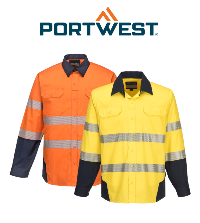 Portwest PW3 Shirt 2 Tone Lightweight Reflective Tape Work Safety PW372