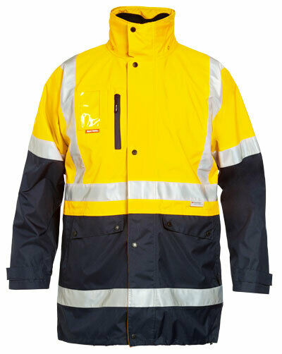 Hard Yakka Mens HiVis 4 in 1 Taped Jacket Reversible Jacket All Season Y06057