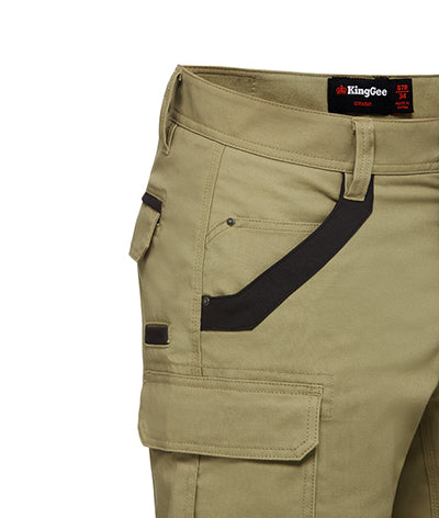 KingGee Mens Tradies Stretch Cargo Shorts Tough Work Safety Utility Comfy K69870