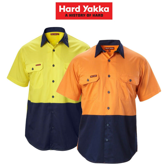 Hard Yakka Koolgear Shirt Hi-Vis Short Sleeve Vented Safety Work Y07559