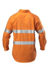 Hard Yakka Shirt Hi-Vis Closed Gusset Long Sleeve Work Safety Cotton Y07984